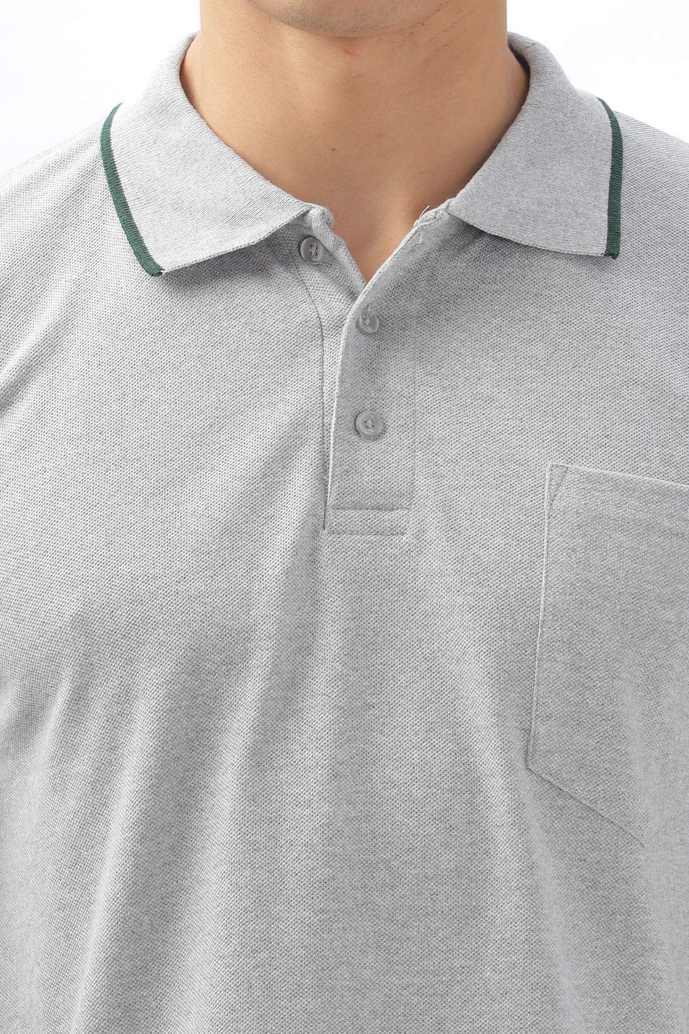 Men’s Regular Fit T-Shirt – Grey (Polo Neck)