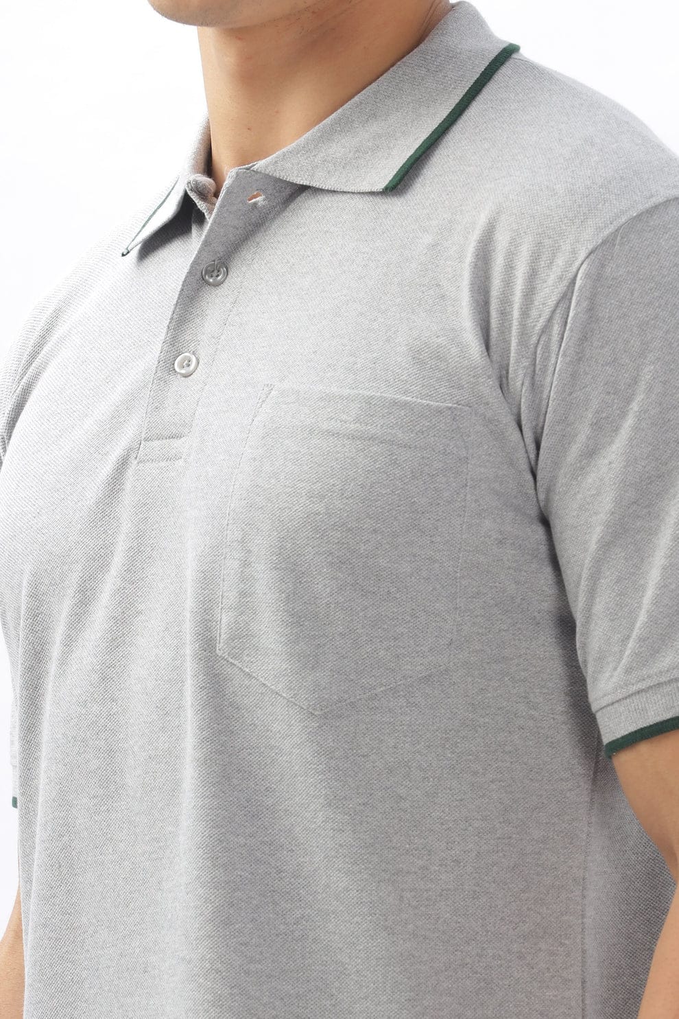Men’s Regular Fit T-Shirt – Grey (Polo Neck)