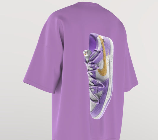 Men’s Oversized Round Neck T-Shirt – Gromite Sneaker Graphic Edition (Purple)