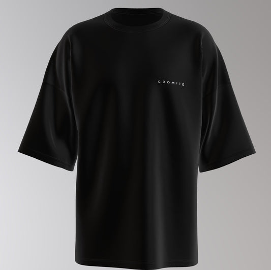 Men’s Oversized Round Neck T-Shirt – Gromite Monochrome Edition (Black)