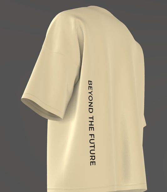 Men’s Oversized Round Neck T-Shirt – Believe in Yourself (Beige)