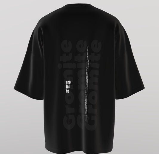 Men’s Oversized Round Neck T-Shirt – Gromite Monochrome Edition (Black)