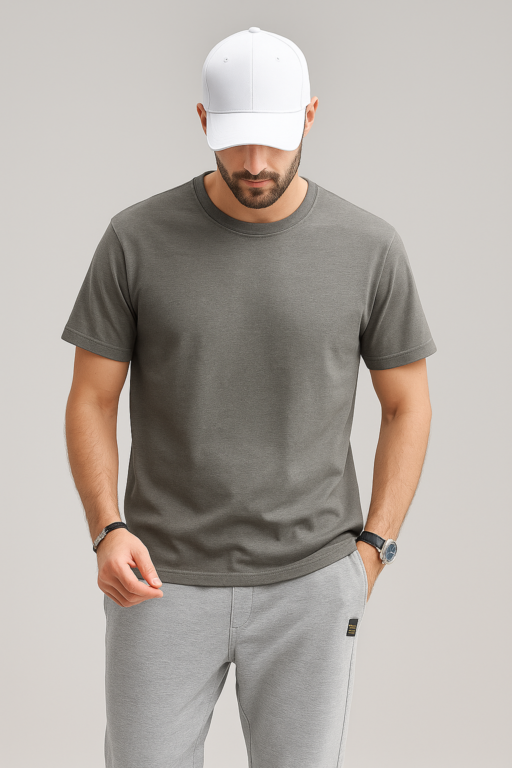 Men’s Regular Fit T-Shirt – Gray (Round Neck)