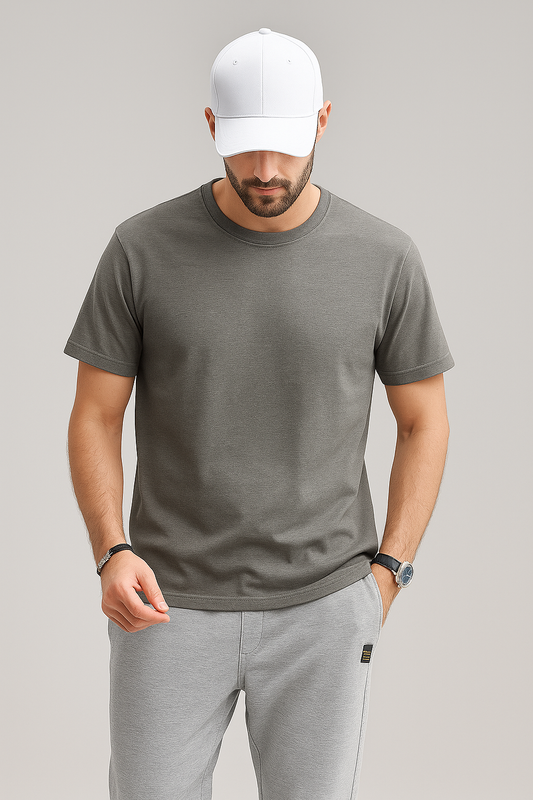 Men’s Regular Fit T-Shirt – Gray (Round Neck)